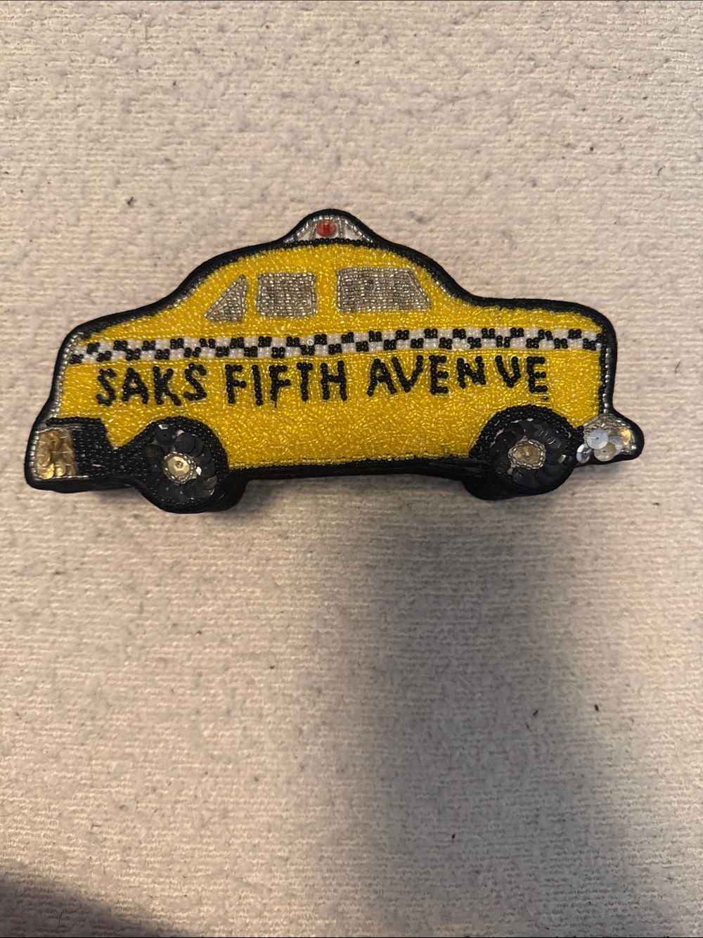 Saks Fifth Avenue Beaded Yellow Taxi Container